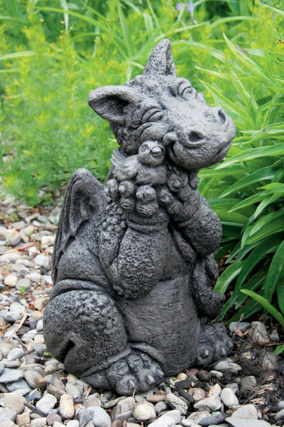 Spring Fever Dragon Sculpture Embracing Bird Whimsical Statuary